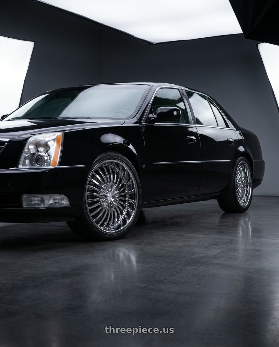 2009 cadillac dts platinum black with Strada Spina 5x115/5x120 22x8.5 +15 Chrome wheels