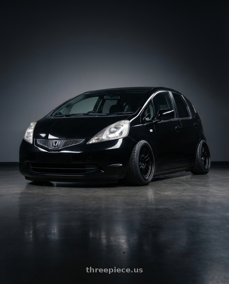 2010 Honda Fit, Black with Enkei RPF1 4x100 15x8+28 Black wheels