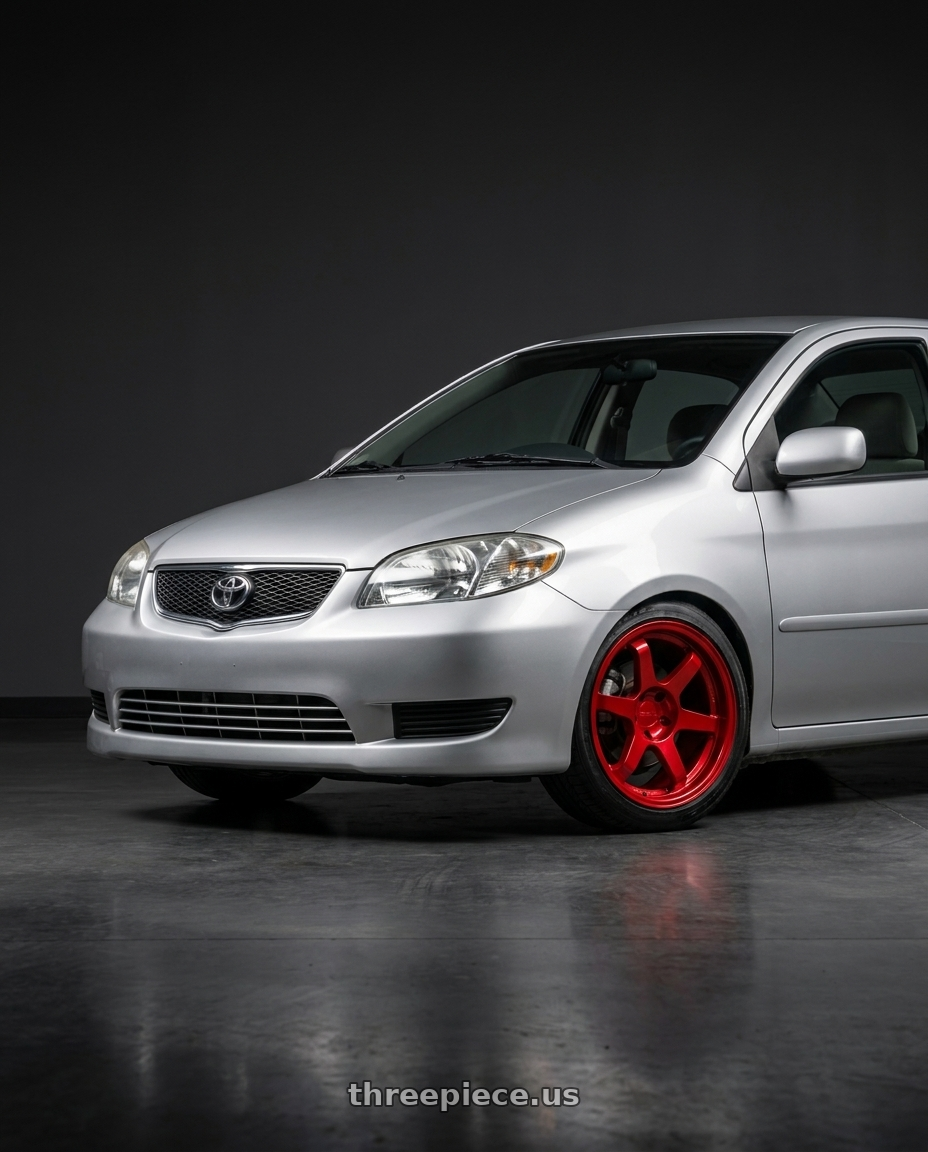 2003 Toyota Vios with 9six9 SIX-1 5x114.3 18X8.5 +20 Candy Apple Red wheels