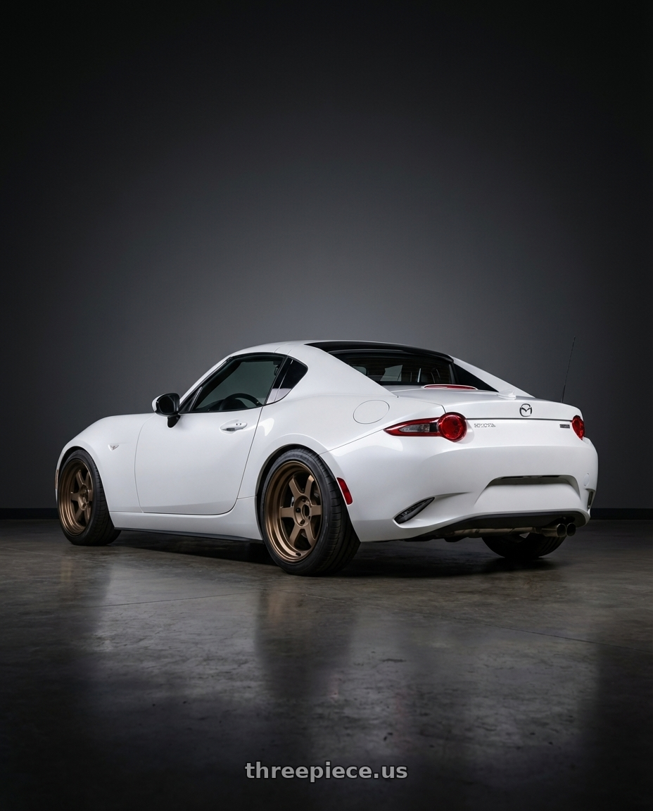 2025 Mazda miata with Volk Racing TE37V 5x114.3 17x10+20 wheels rear three quarter view slight stretch tires