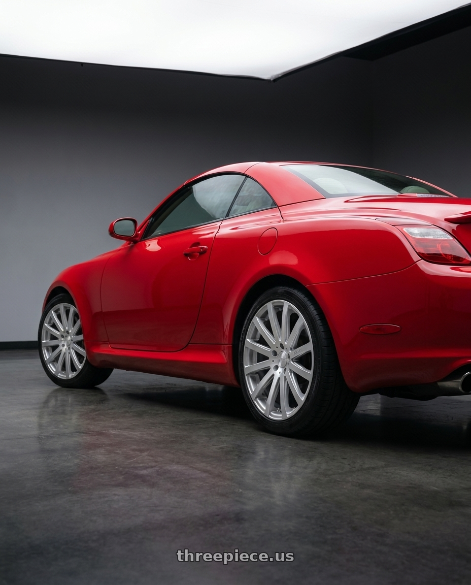 2005 Lexus sc430 with MRR HR9 5x114.3 20x8.5  +35 Silver Machine Face wheels rear three quarter view square tires