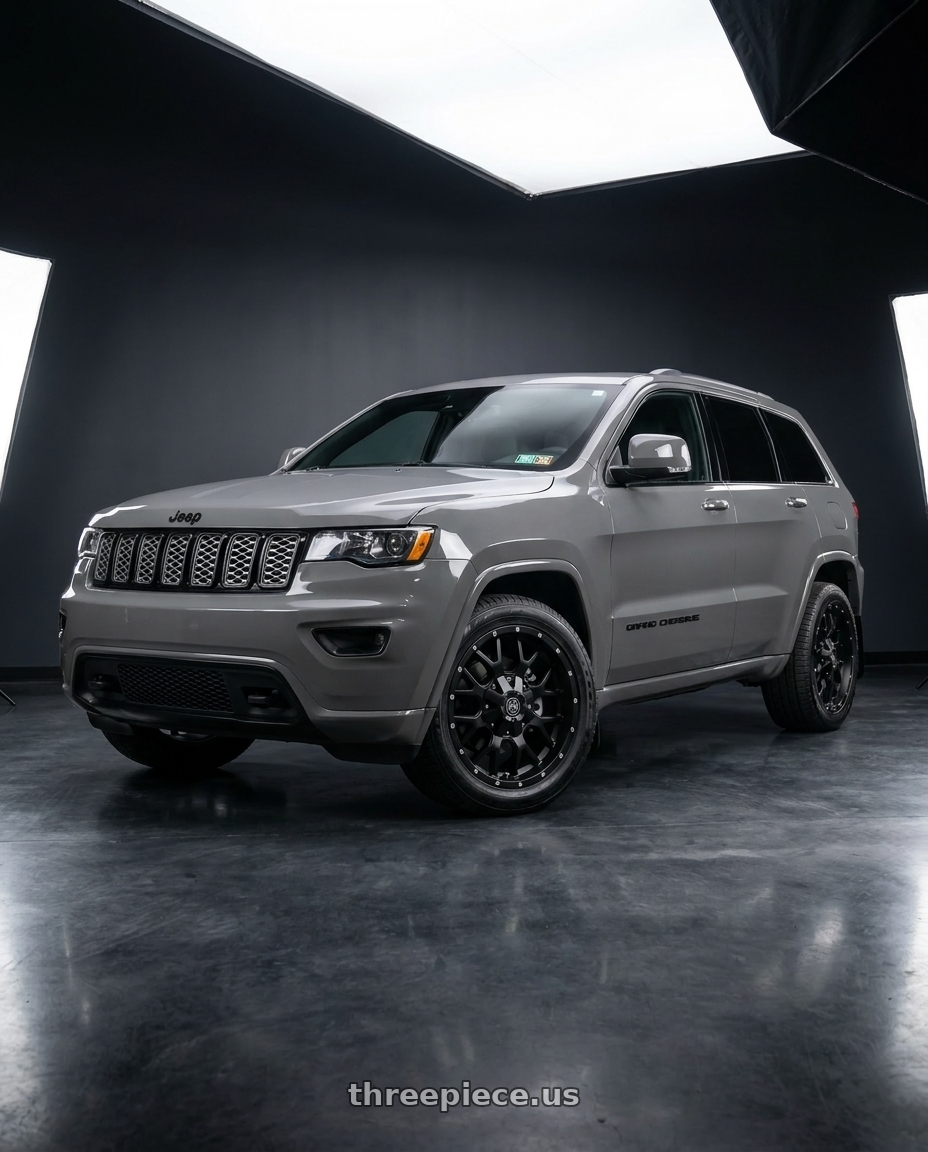 2021 Jeep Grand Cherokee Overland with Mayhem Warrior 8015 5x127/5x139.7 20x9+0 Matte Black wheels