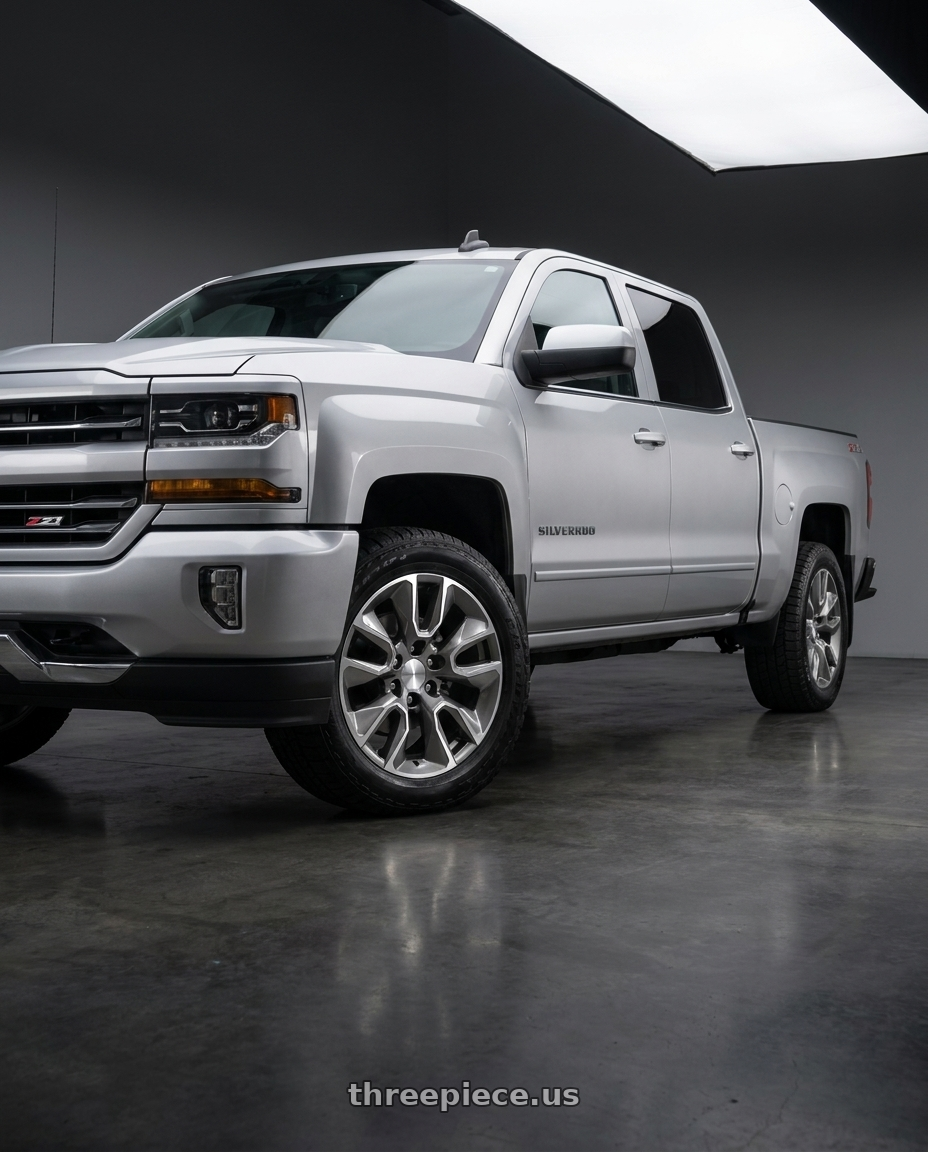 2017 Chevrolet Silverado ltz 4x4 with OE Wheels CV32 6x139.7 20x9+28 Machined wheels