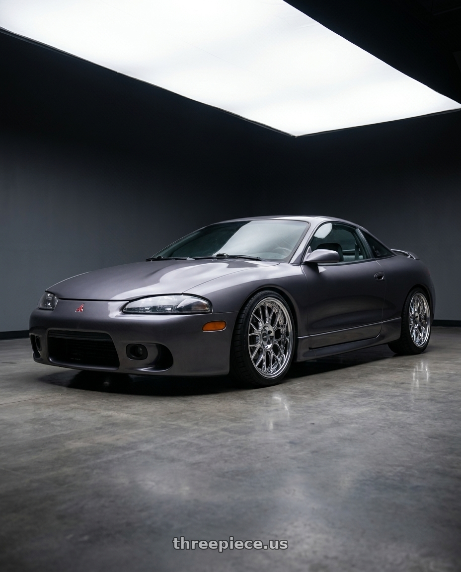 1997 Mitsubishi eclipse with ESR Wheels CS18 5x114.3 18x8.5 +35 Vacuum Chrome wheels
