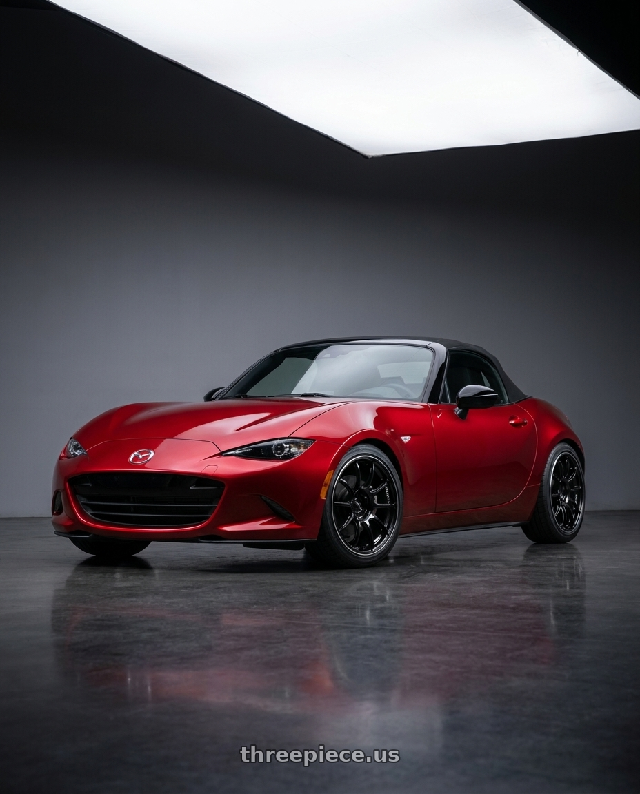 2024 mazda mx5 with Advan Racing RZII 4x100 17x7.5 +38 RACING GLOSS BLACK & RING wheels