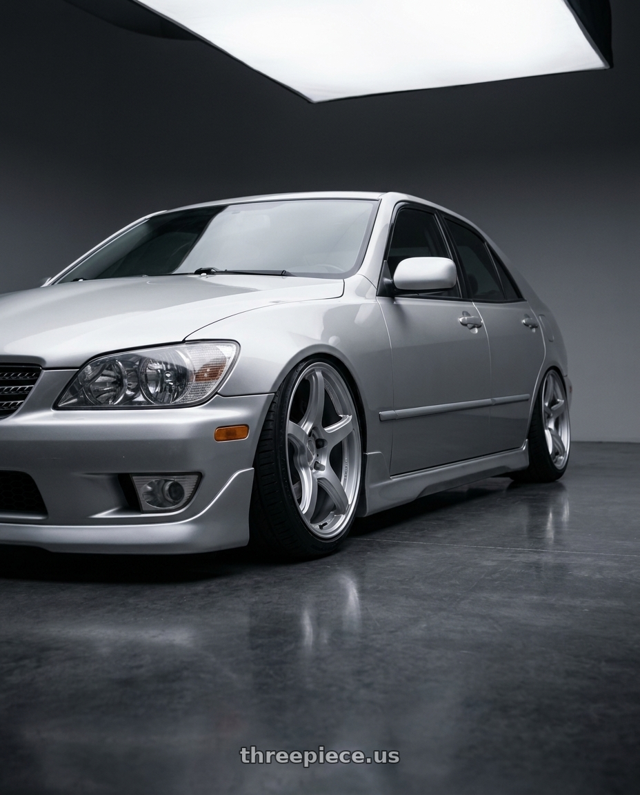 2004 lexus is300 with Work Emotion T5r 5x114.3 17x8 +45 Glow Silver wheels