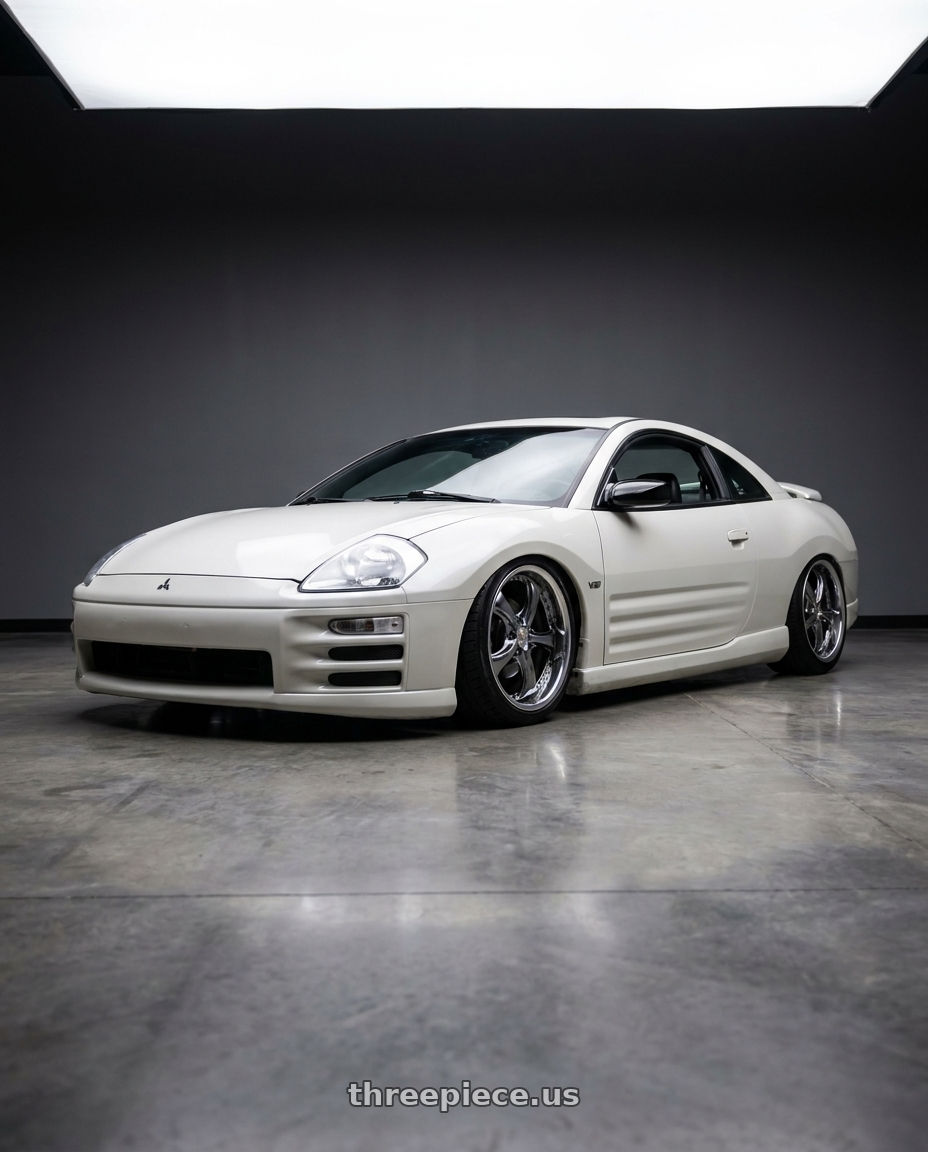 2003 mitsubishi eclipse gts white with Work Wheels VS-KF 5x114.3 18x9.5+9 Brilliant Silver Black A Disk FULL REVERSE wheels