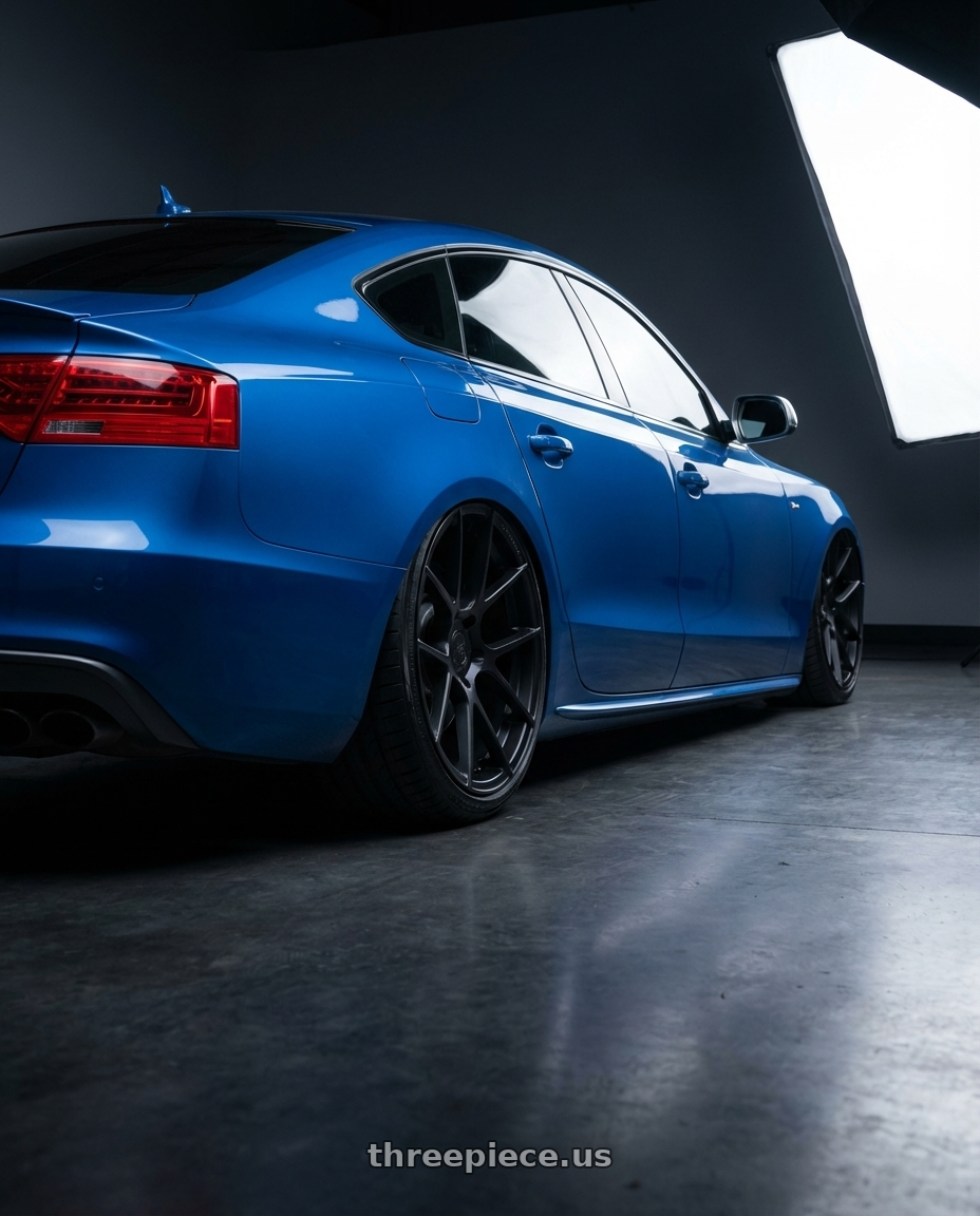 2014 Audi S5 B8 with Avant Garde Wheels M510 5X112 20x8.5 +32 Matte Black wheels rear three quarter view slight stretch tires