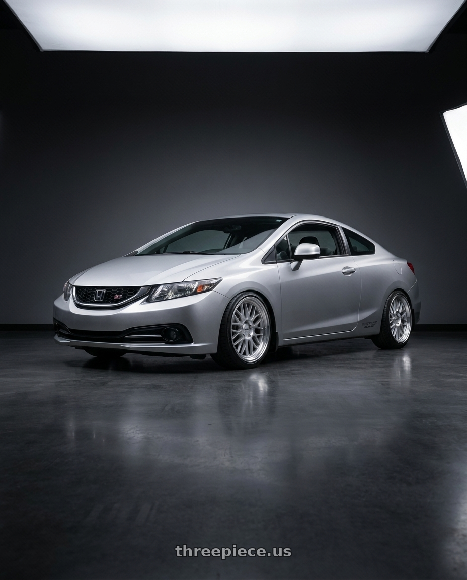 2012 Honda Civic Si Coupe Silver with KATANA RACING KR06 5x114.3 18x8 +40 Glossy Silver Machine Lip wheels