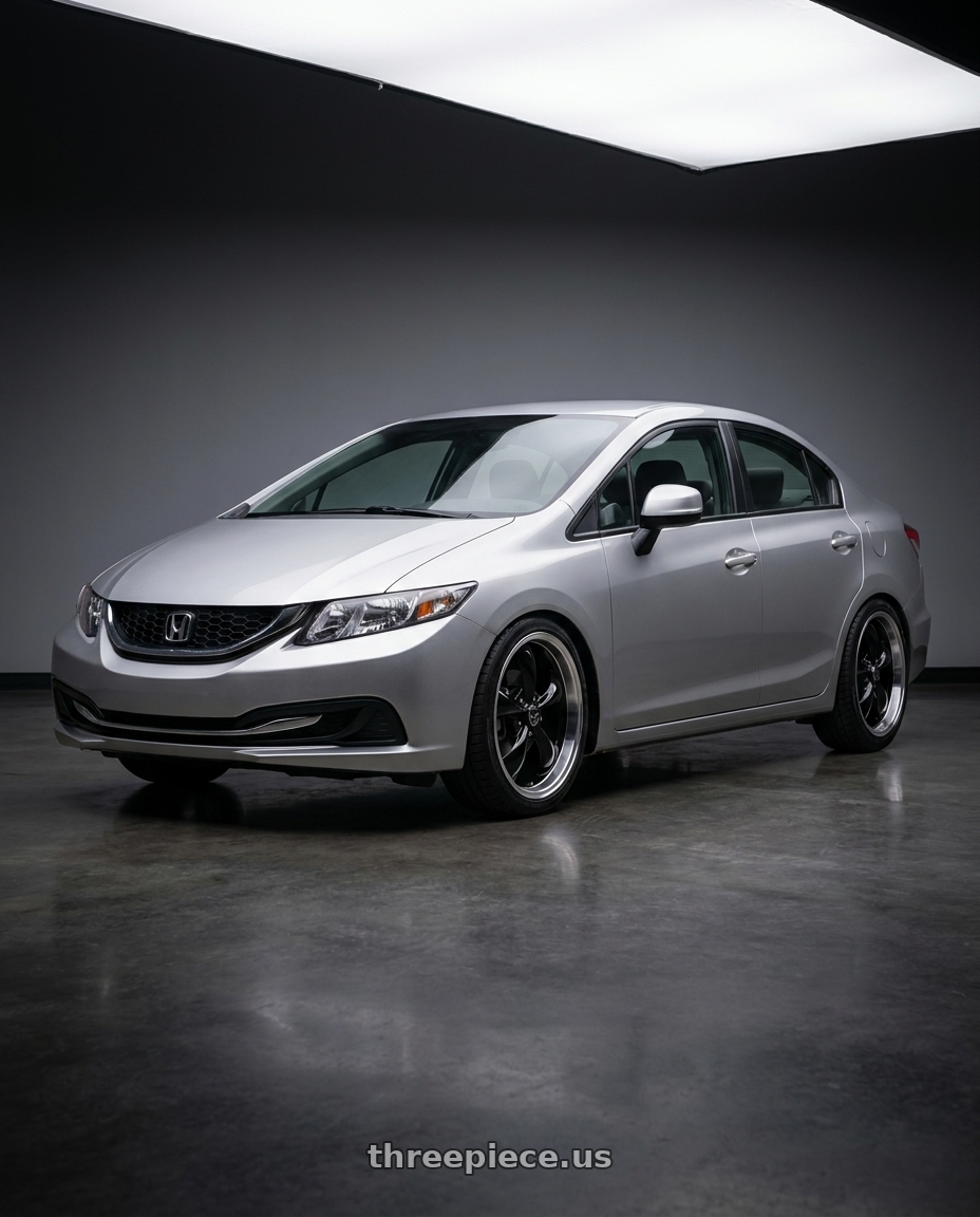 2013 Honda Civic Lx with American Racing AR105 TORQ THRUST M 5X120 18X9 +34 GLOSS BLACK W/ MACHINED LIP wheels