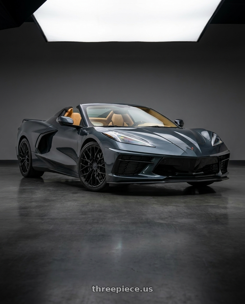 2021 Chevrolet Corvette Stingray with MRR GF5 5x120 19x8.5  +38 Gloss Black fit Corvette C8 ( rear: GF0520A652048BK ) wheels