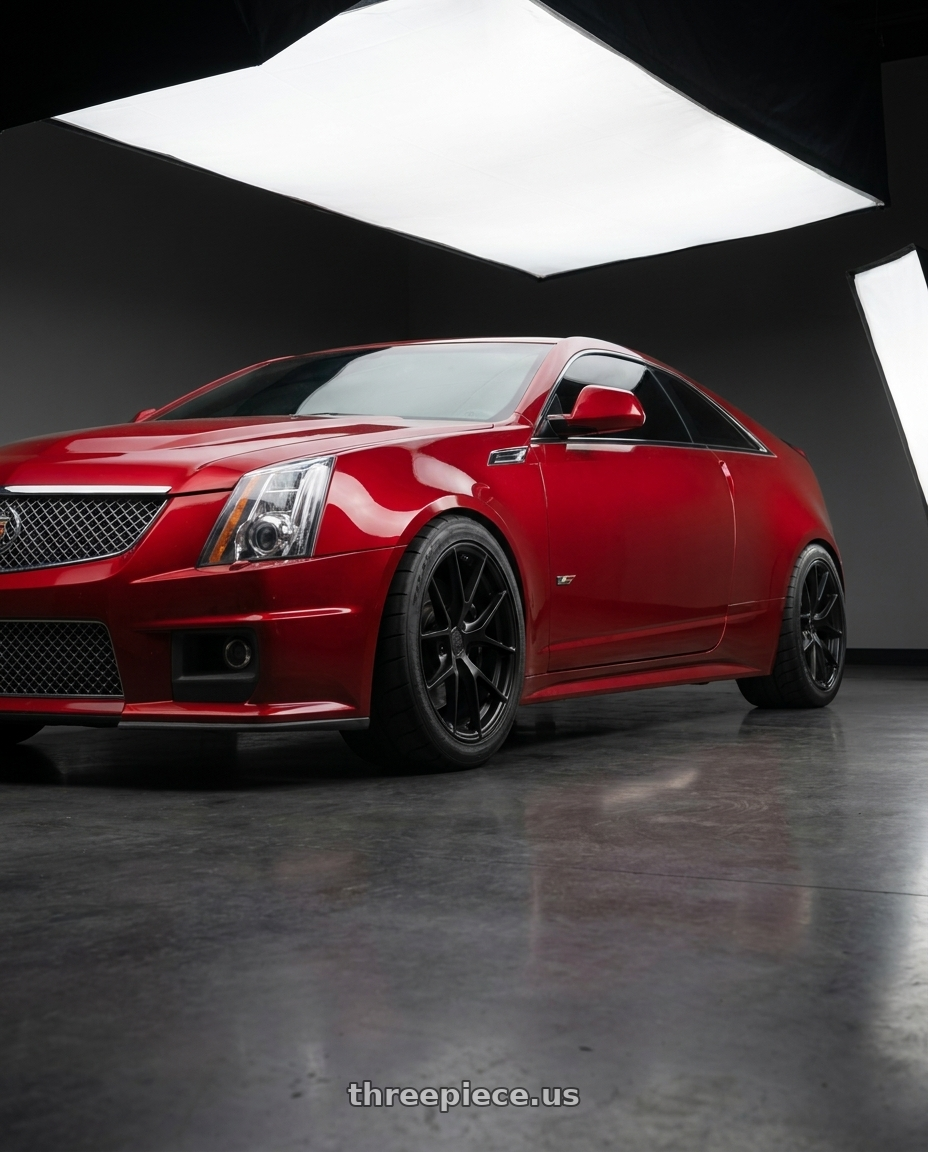 2011 Cadillac CTS-V red with Aodhan AFF7 5x120 20x9+30 Matte Black wheels