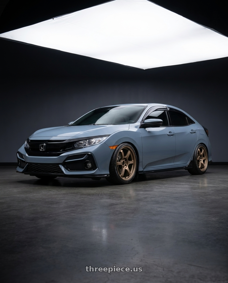 2021 Honda Civic sports hatchback with Gram Lights 57DR 5x114.3 18x9.5+38 Bronze II wheels