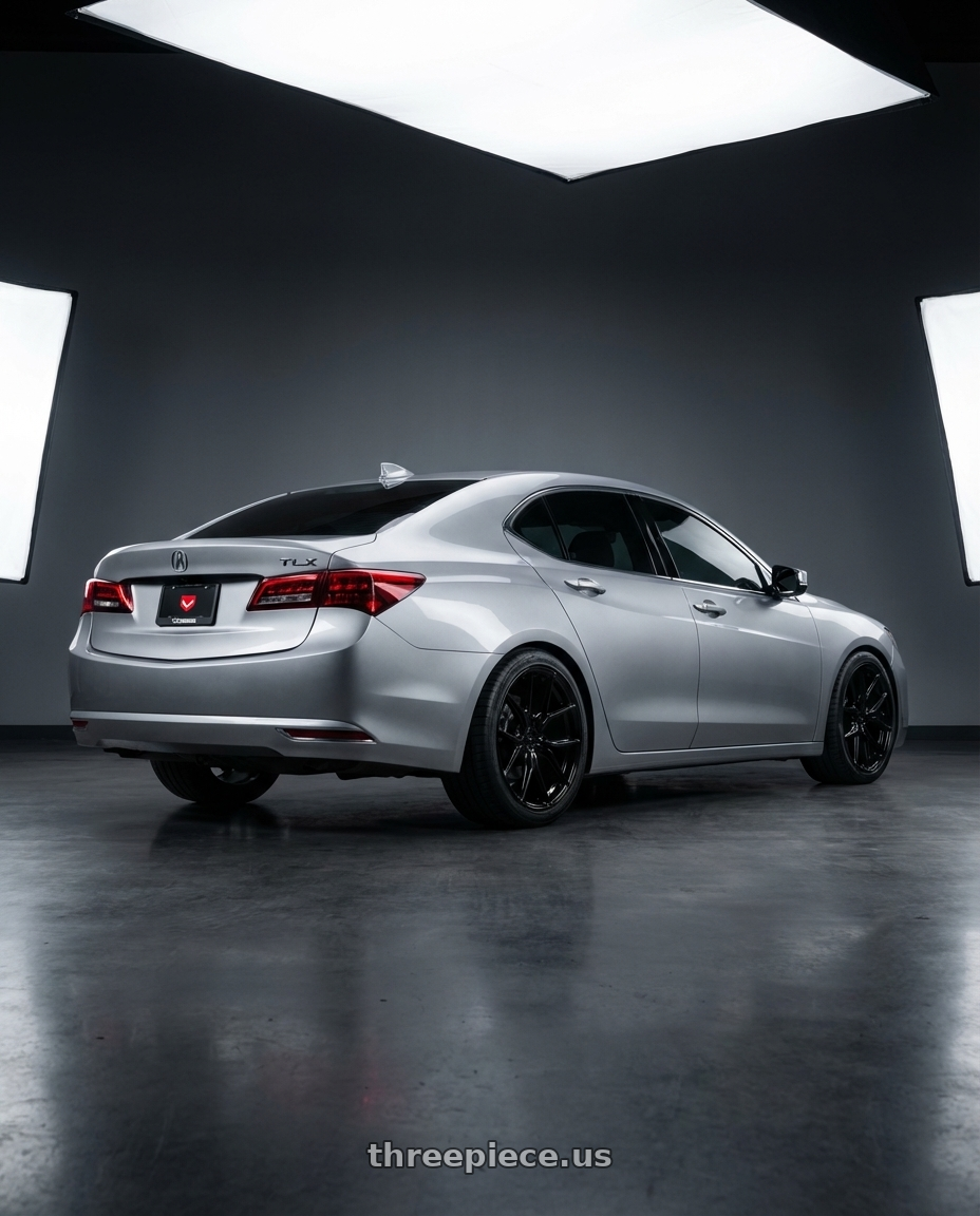 2019 Acura TLX with Vossen HF-5 19x9.5 / 5x114.3 / ET40 / Deep Face / 73.1 - Gloss Black Wheel - HF5-9N63 wheels rear three quarter view square tires