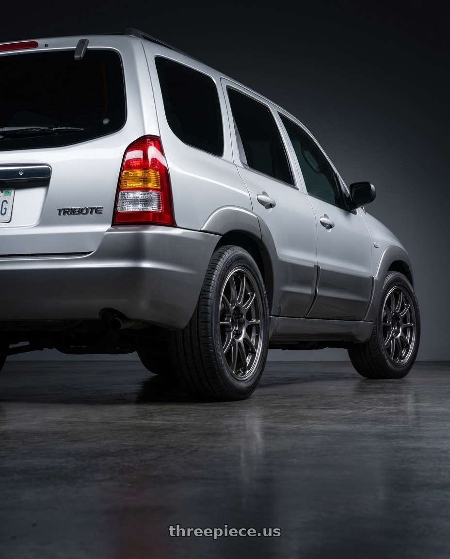 2003 Mazda tribute with WedsSport TC105X Forged 5x114.3 18x8.5+32 Face 1 / EJ-TI wheels rear three quarter view square tires