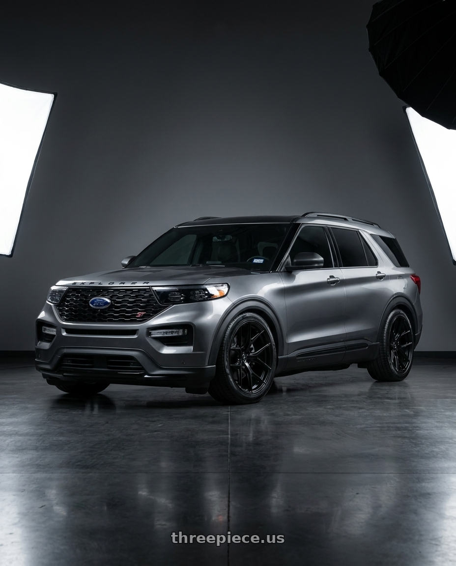2023 Ford Explorer ST Metallic with VOSSEN HF6-4 6X135 22x10 -18 SATIN BLACK wheels