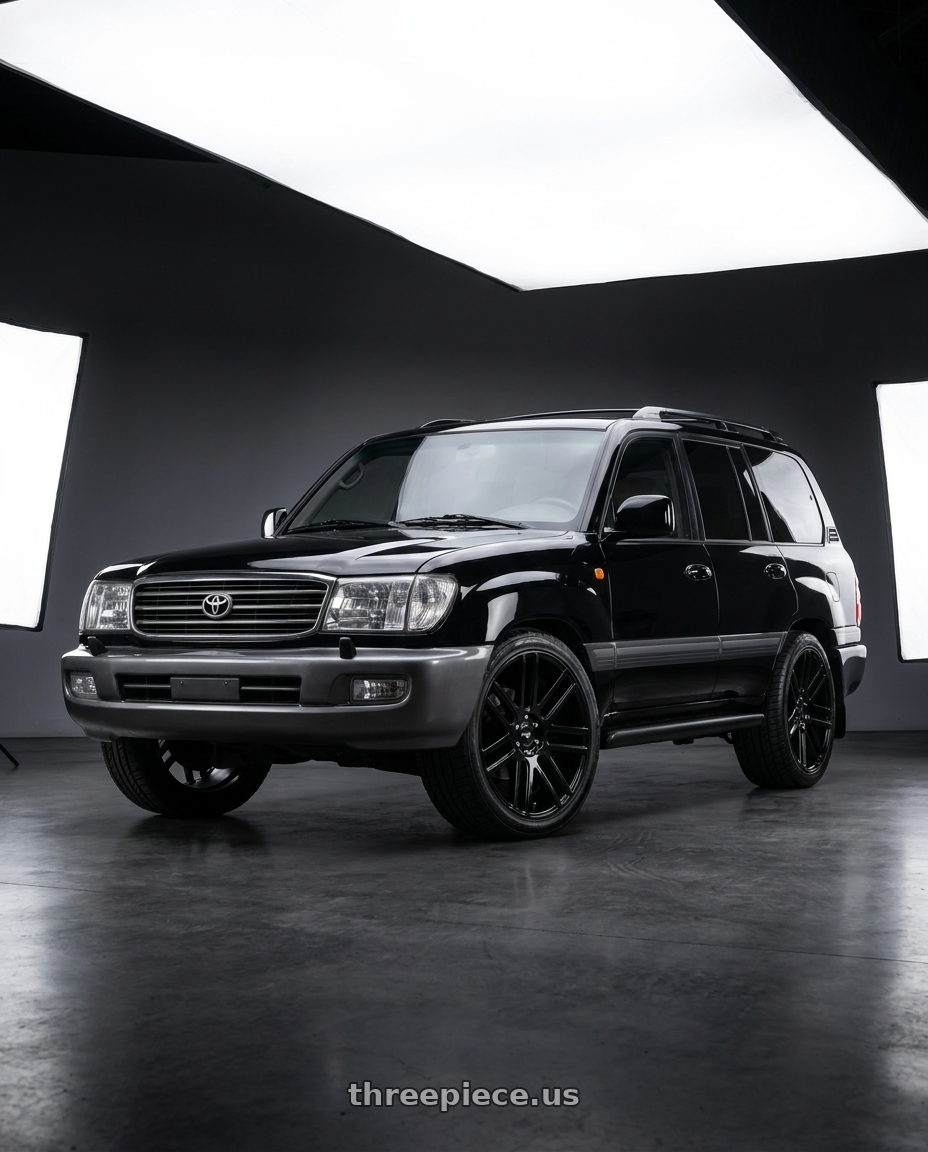 2001 toyota land cruiser black with Niche 1PC M097 ELAN 6X139.7 24X10 +30 GLOSS BLACK wheels