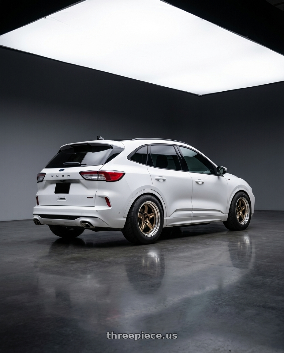 Ford kuga stline 2022 with Volk Racing 21C SPEC-SR 5x114.3 18x10.5 +15 SHINING BRONZE METAL / RIM DC wheels rear three quarter view meaty tires