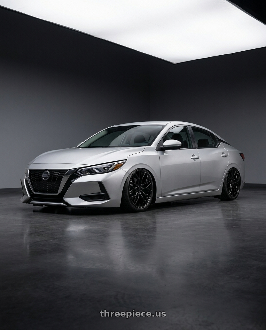 2025 Nissan sentra with KATANA RACING KR01 5x108 18x8 +40 Glossy Black wheels