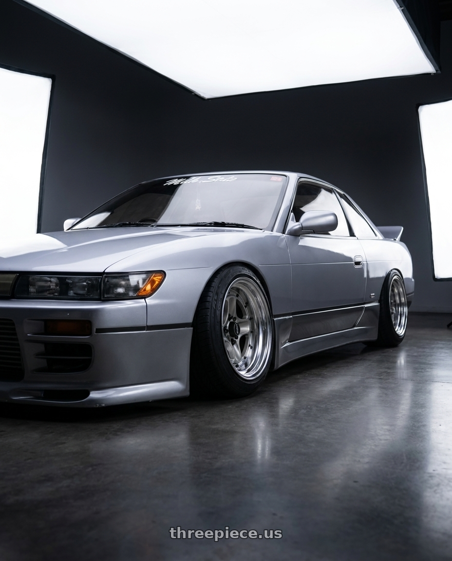 1992 Nissan Silvia  with Work Equip 40 4x100 15x7 -16 a disk Brut Silver wheels