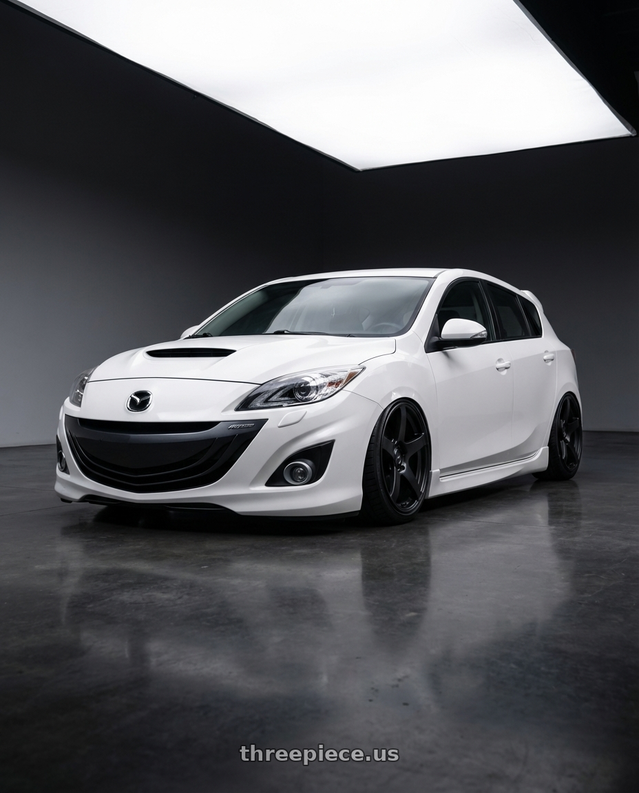 2012 Mazda Mazdaspeed3 with Ssr Gtv01 5x114.3 18x9+35  FLAT BLACK wheels