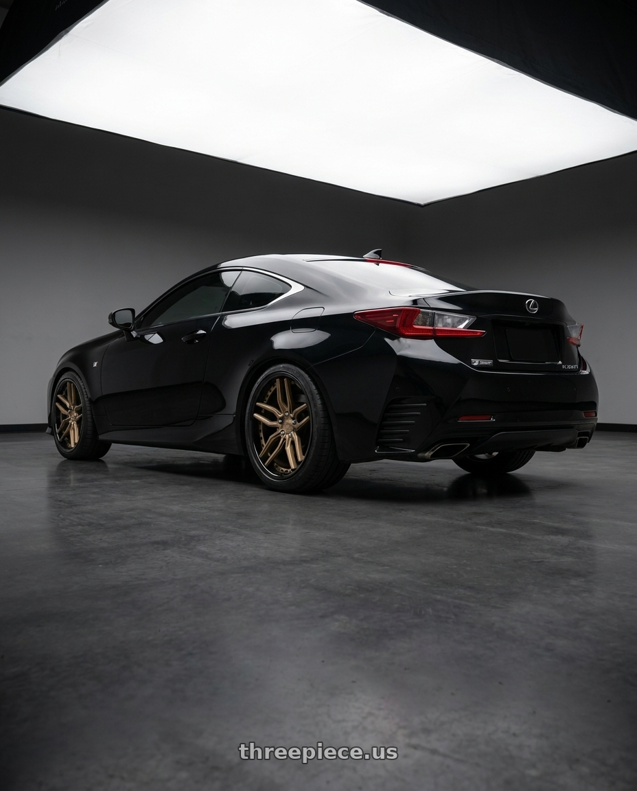 2016 Lexus Rc200t F Sport with Niche 1PC M195 METHOS 5X114.3 19X8.5 +35 MATTE BRONZE BLACK BEAD RING wheels rear three quarter view square tires