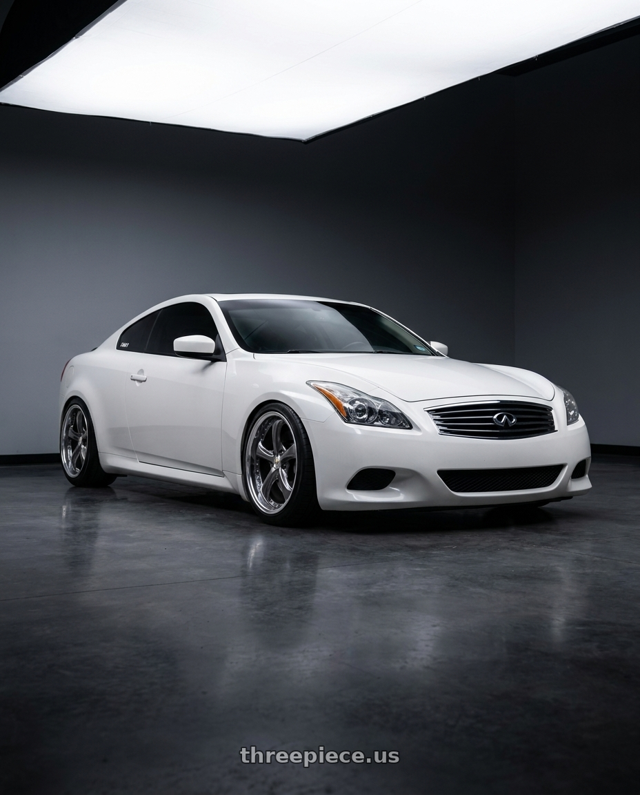 2011 Infiniti G37 coupe with Work Wheels VS-KF 5x114.3 19x9-10 Brilliant Silver Black L Disk STEP RIM wheels
