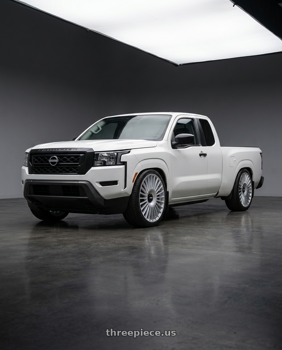 2025 nissan frontier king cab with Rotiform RC202 GRZ 5X112/5X120 22x10 +20 GLOSS SILVER wheels