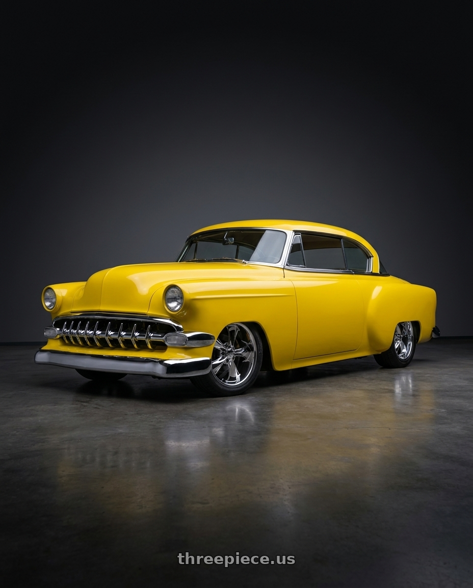 1954 Chevy 2 door hardtop with Foose 1PC F105 LEGEND 5X120.65 17X8 +1 CHROME PLATED wheels