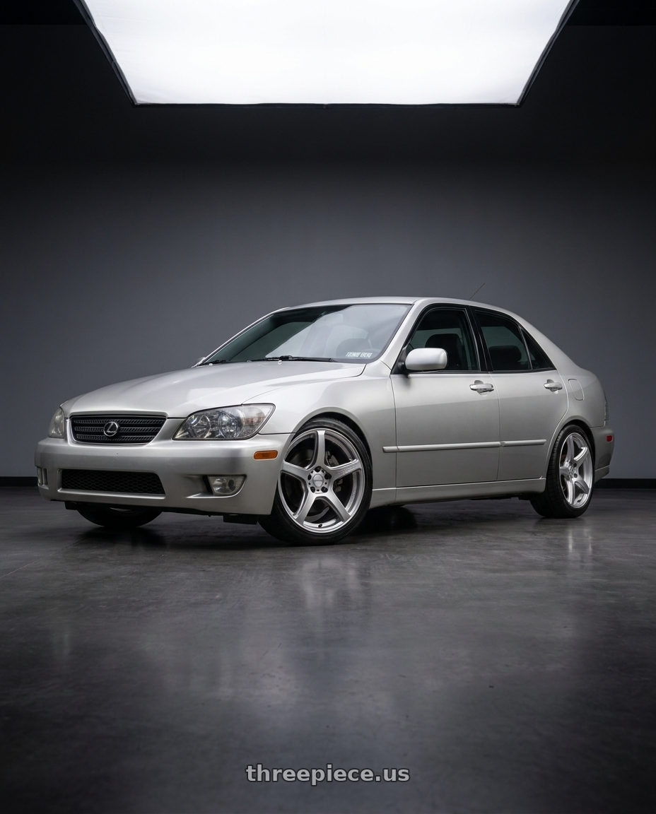 2003 Lexus is300 with Work Emotion T5r 5x114.3 17x8 +35 Glow Silver wheels