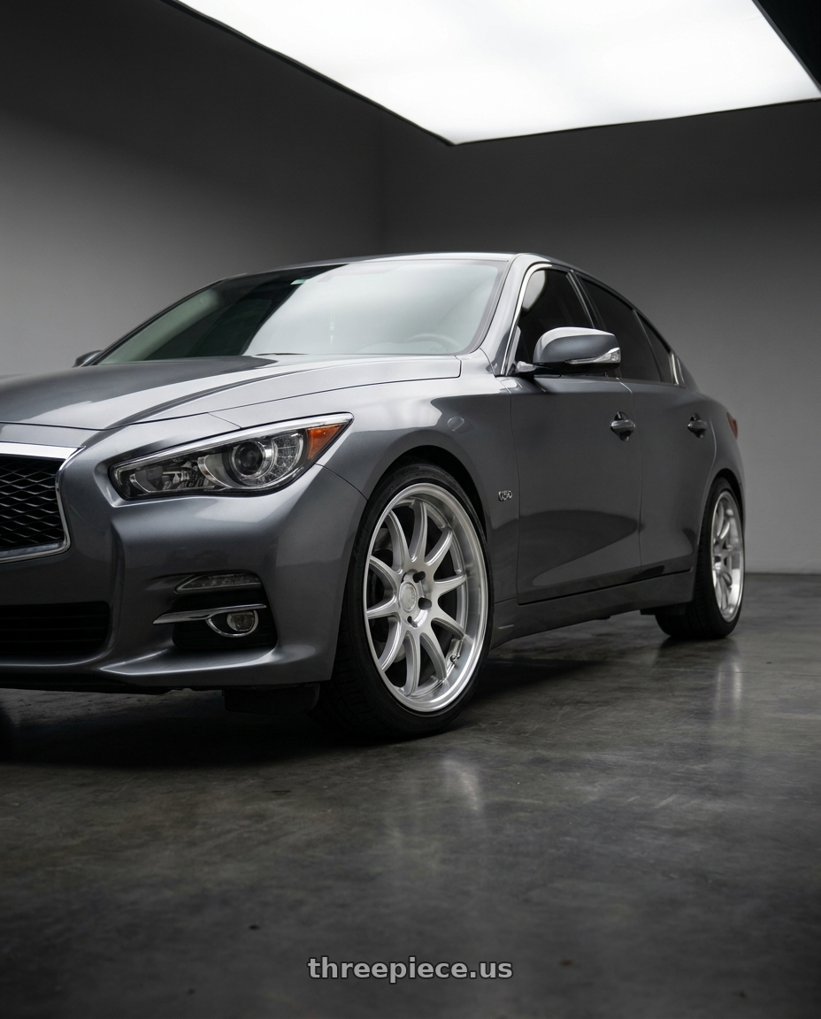 2015 Infiniti q50 with Aodhan DS02 5x114.3 19x8.5+35 Silver W/Machined Face wheels