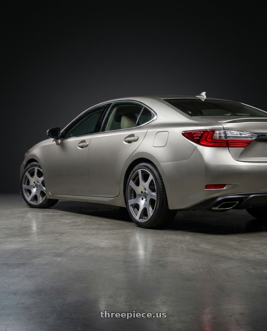 2016 lexus es350 with MRR VP3 5x114.3 19x8.5  +20 Matte Gun Metal Graphite wheels rear three quarter view square tires