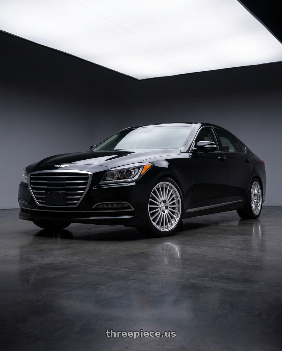 2016 Hyundai Genesis 3 8 with Work Lanvec Lf1 5x114.3 19x8.5+30 O Disk Machine Silver Polish wheels