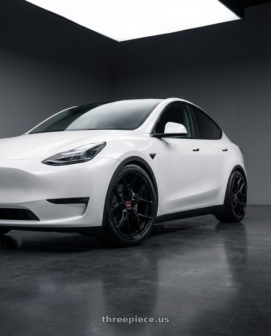 2024 Tesla Model Y with Vossen HF-5 20x9.5 / 5x114.3 / ET25 / Deep Face / 73.1 -GB - Gloss Black Wheel - HF5-0N07 wheels