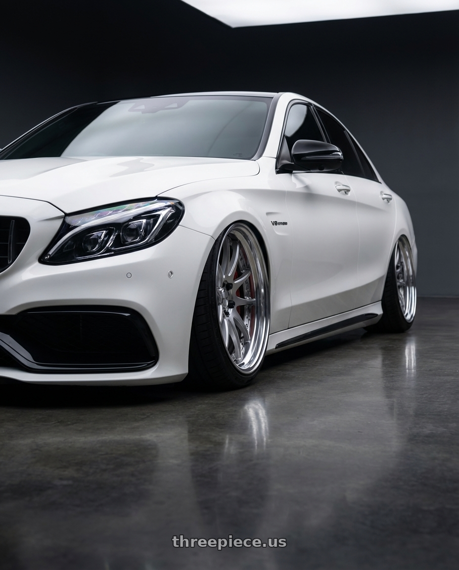 2017 Mercedes-Benz W205 C63S AMG with Work Emotion Cr 3P 5x100 18x9+39 R Disk Burning Silver wheels