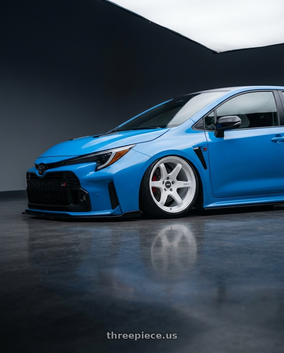 2024 Toyota GR Corolla with ESR Wheels APEX SERIES AP6 5x114.3 18x9.5 +35 Gloss White wheels