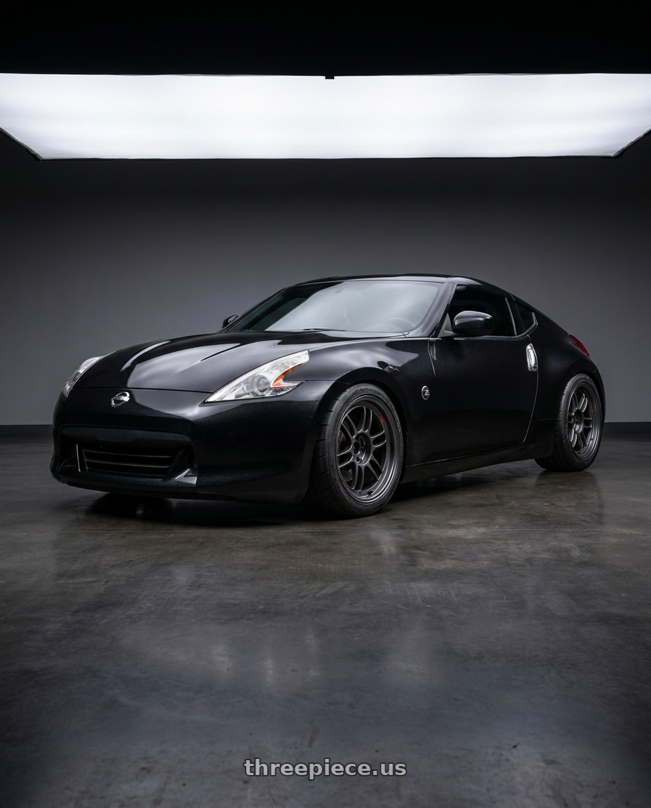 2009 Nissan 370z Magnetic Back Metallic with Enkei RPF1RS 5x114.3 18x10.5+10 Matte Gunmetal wheels