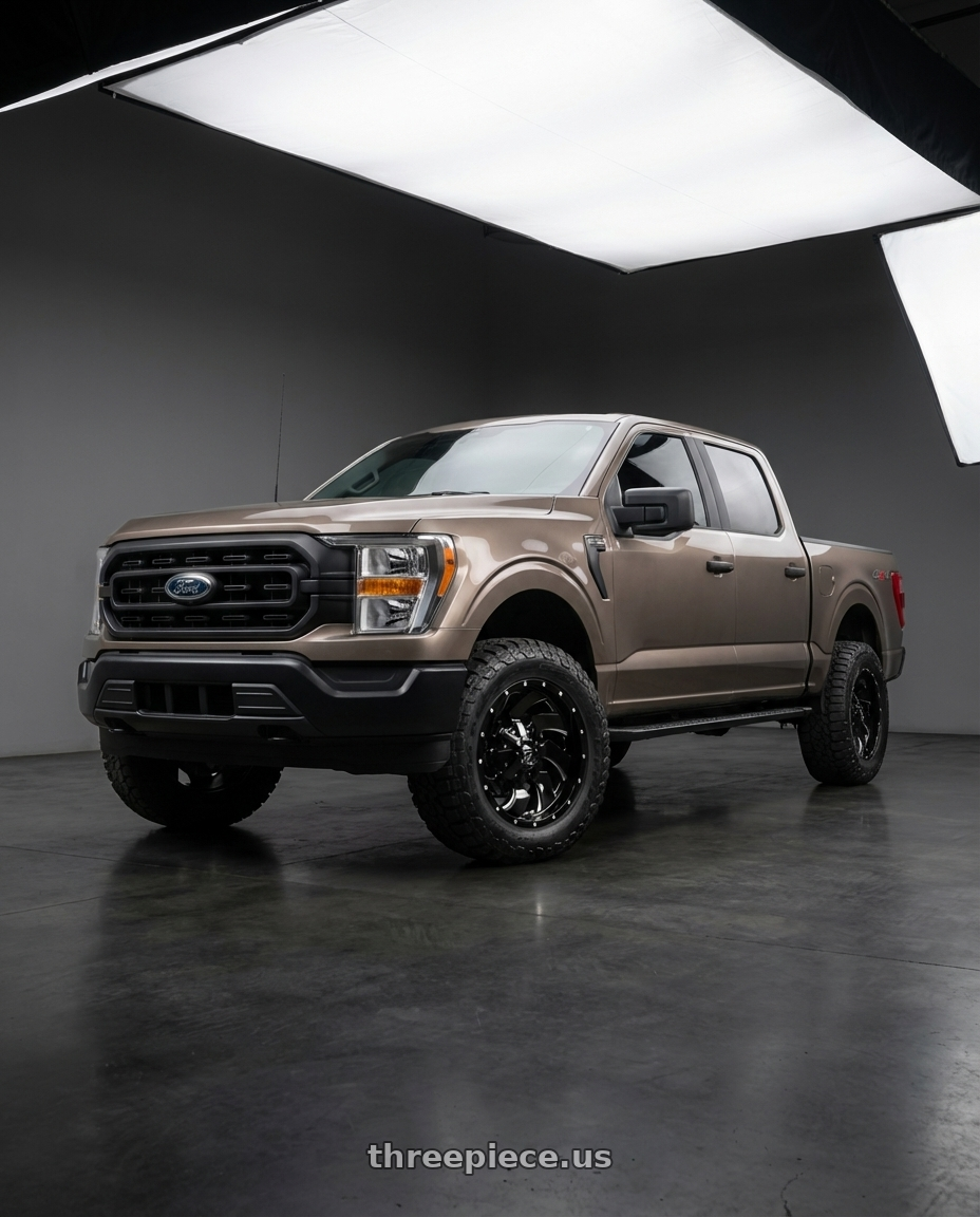 2013 Ford F-150 with Fuel 1PC D574 CLEAVER 6X135/6X139.7 20X12 -44 GLOSS BLACK MILLED wheels