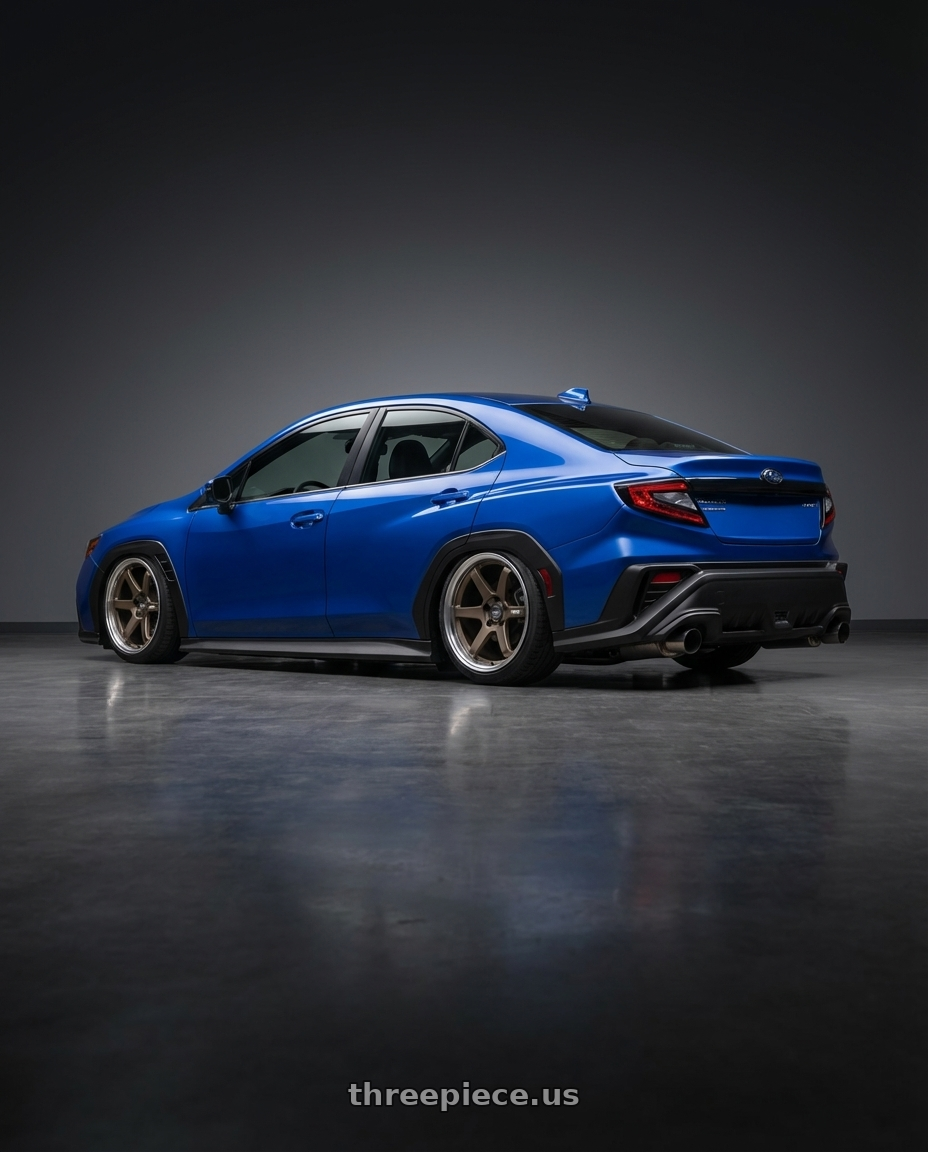 2024 Subaru WRX with ESR Wheels APEX SERIES AP6 5x114.3 19x9.5 +22 Matte Bronze wheels rear three quarter view slight stretch tires