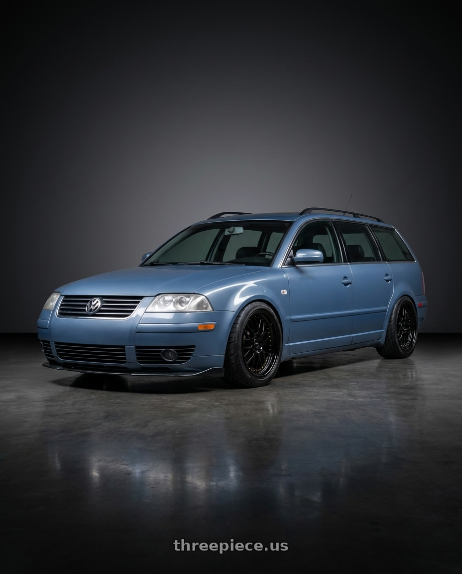 2003 volkswagen passsat wagon with Vors AR5 5x112 17x9 +30 All Black Gold Rivet wheels