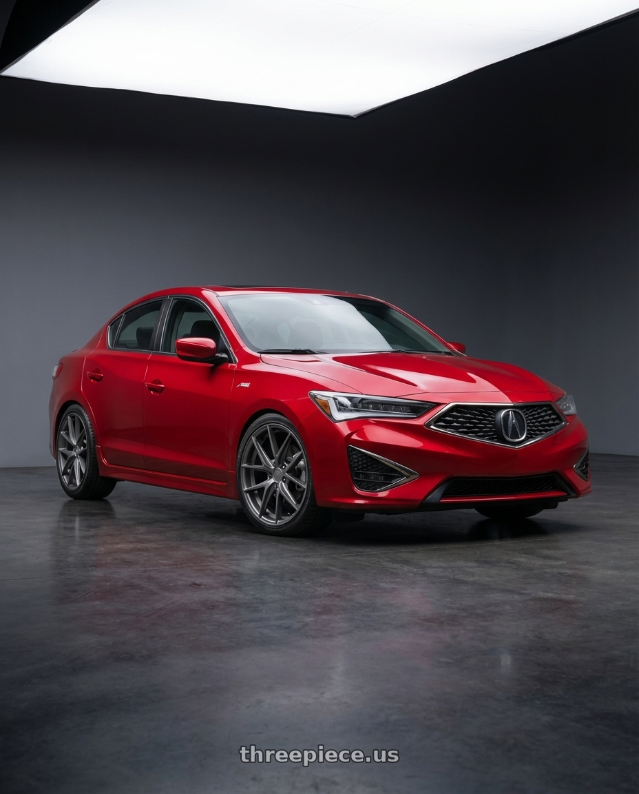 2012 Acura ILX with Niche 1PC M116 MISANO 5X114.3 17X8 +40 MATTE GUN METAL wheels front three quarter view lowered stance