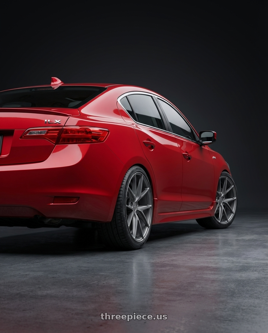 2012 Acura ILX with Niche 1PC M116 MISANO 5X114.3 17X8 +40 MATTE GUN METAL wheels rear three quarter view square tires