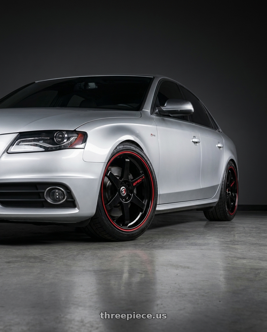 2012 Audi S4 with Spec-1 SPT-33 5x112 19x8.5 +38 Gloss Black & Red Line wheels