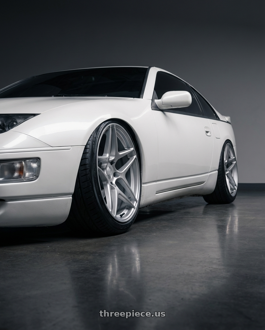 White 1990 Nissan 300zx with Kansei K15H Astro 5x114.3 18x9 22 Hyper Silver wheels