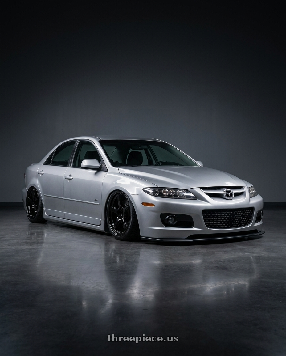 2006 Mazda speed6 with Gram Lights 57CR 5x100 18x9.5+38 Glossy Black wheels