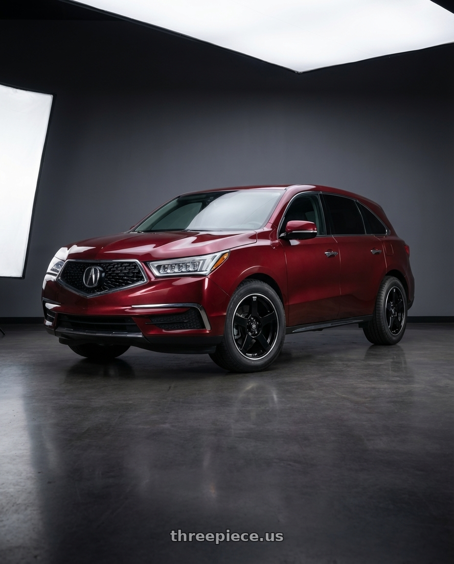 2018 Acura MDX with Motegi MR116 FS5 5X114.3/5X120 18X8 +45 GLOSS BLACK MACHINED FLANGE wheels