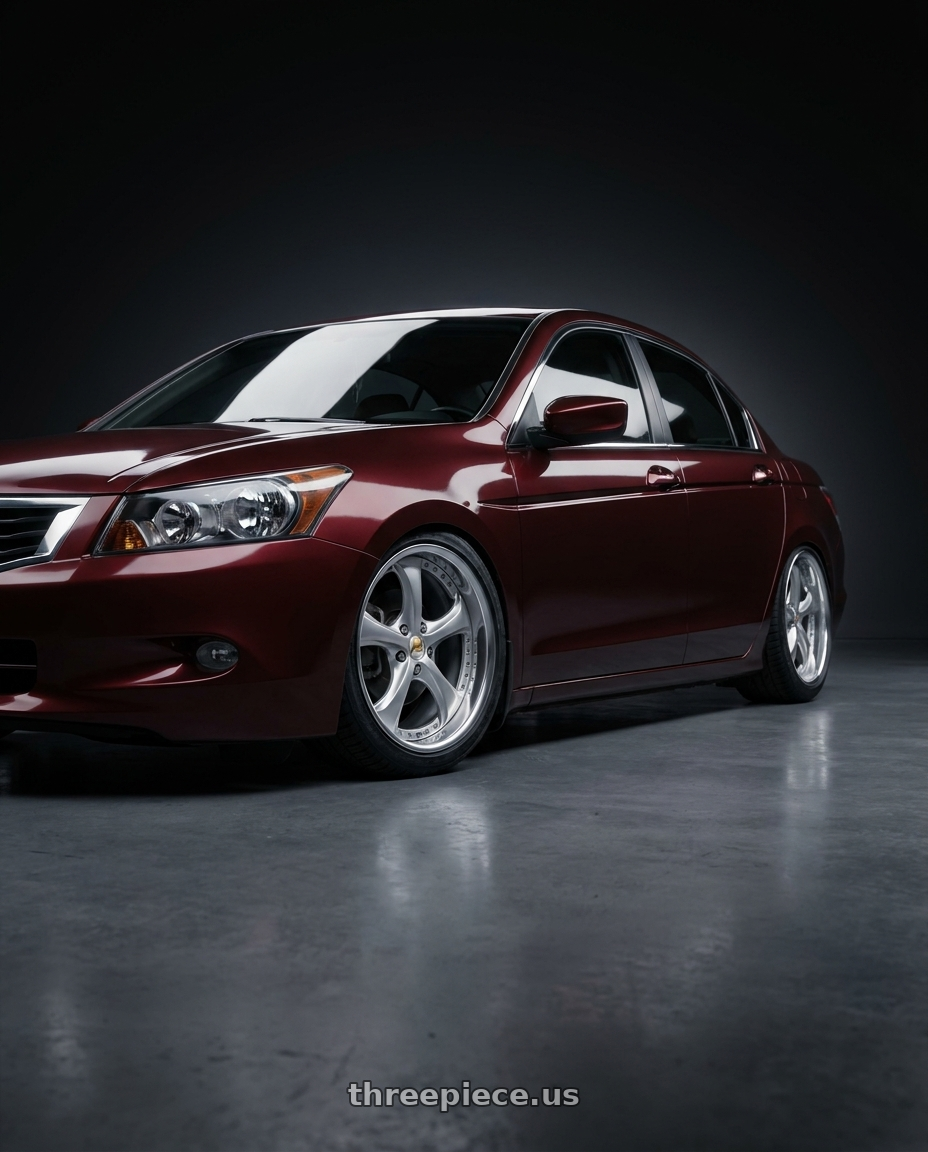 2009 honda accord sedan v6 marron red  with Work Wheels VS-KF 5x114.3 18x8.5+35 Light Grey Silver L Disk FULL REVERSE wheels