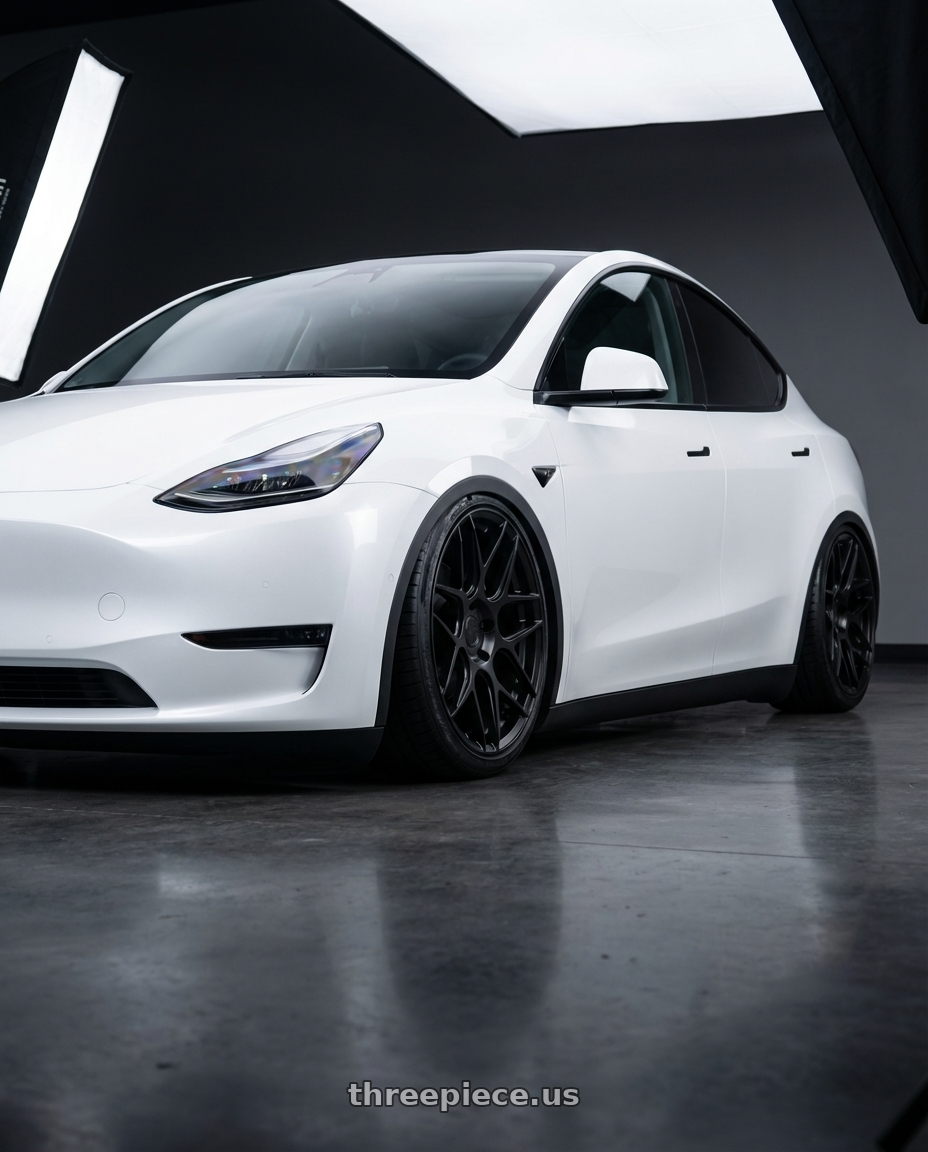 2024 Tesla Model Y with Aodhan AFF2 5x114.3 20x9+32 Matte Black wheels