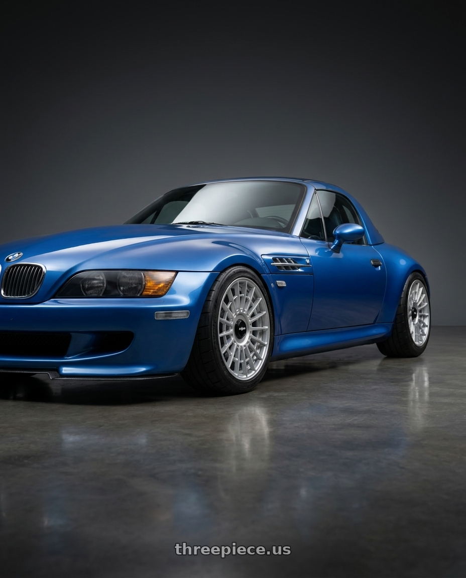 2002 BMW Z3M with Rotiform 1PC R134 FLG 5X120 18X8.5 +35 GLOSS SILVER wheels