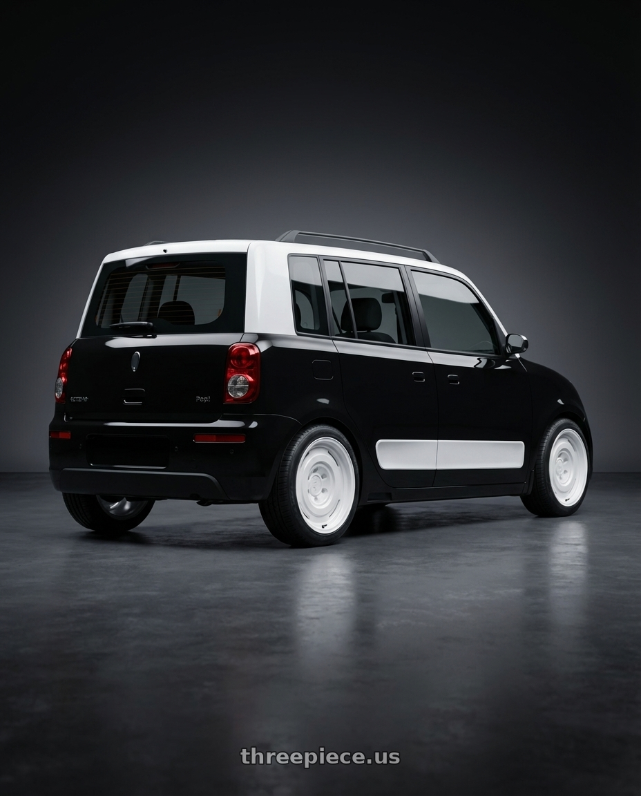 2026 Retemo Pop! with fifteen52 ANALOG HD 6x139.7 17x8.0 +25 CLASSIC WHITE (GLOSS WHITE) wheels rear three quarter view slight stretch tires